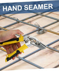 Person using Ergonomic Handheld Ductwork Tool for Sheet Metal Bending and Seaming with easy open latch.
