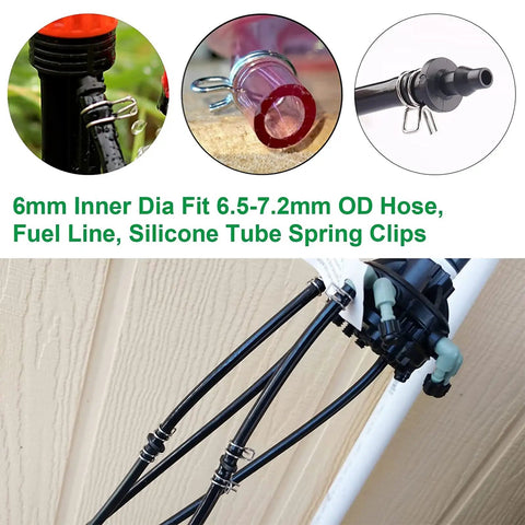 Beefy Spring Hose Clamp Kit 5 to 14mm Stainless Steel Double Wire Spring Clips on hoses for irrigation system