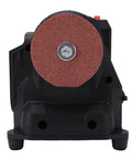LiebeWH Cordless Mini Bench Sander Polisher 6 Gear Grinding Machine front view with red sanding disk and sturdy base.