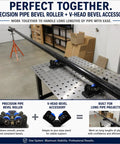 V Head Bevel Roller Accessory for Pipe Stands Magnetic Rotating Tool for welding on metal table at workshop