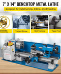Badass Precision Bench Top Mini Metal Lathe 7X14 Inch with 550W motor, precision gears, and heavy duty iron frame