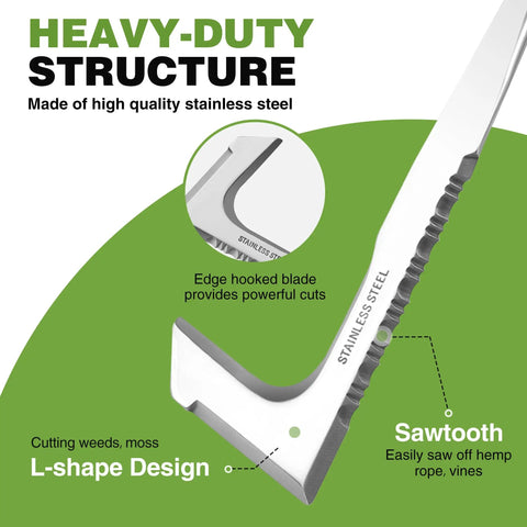 Close-up of Crack Weeder 12 Inch Stainless Steel Crevice Tool With Soft Grip Handle L Shaped Sidewalk Weed Puller Spatula