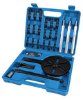 Rock Solid Steel Bearing Puller Set For Auto Wheel Hub Repair With Pro Extractor Tool 33 Piece Kit Works With DL1 DL6 Collets Fits 6005 To 6310 Bearings Internal Removal in blue case