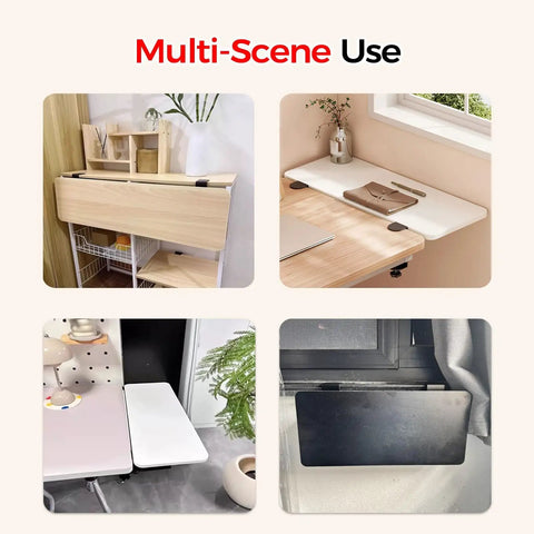Fold Down Wall Mounted Desk Extender Tray And Side Table That Expands Your Space used in various setups