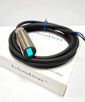 Ultra Compact Laser Photoelectric Sensor Switch M18 PNP No-Brainer 12-24V DC 3 Wire 1-50cm Detection 1ms Fast Response Tiny 2mm Laser Spot Normally Open Laser Beam Sensor NKF-JM18050 Precision Object Detector, threaded body with cable