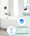 Plug And Play Toe Touch Bathtub Drain Stopper In Smooth Brushed Nickel, ensuring smooth drainage and preventing debris in pipes.