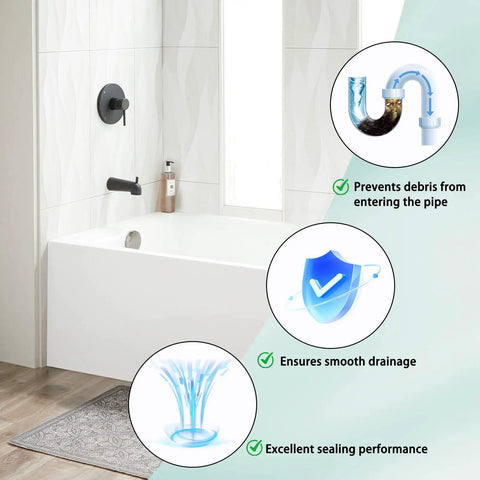Plug And Play Toe Touch Bathtub Drain Stopper In Smooth Brushed Nickel, ensuring smooth drainage and preventing debris in pipes.