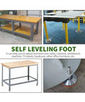 Premium Heavy Duty Adjustable Screw Leveling Feet With Wide Anti Slip Rubber Bases For Industrial Shelves Furniture And Machinery Rock Solid Grip No Wobble 4 Pack, stabilizing various tables and machinery.