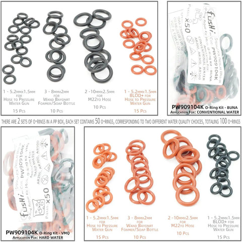 Replacement O Ring Kit For Pressure Washer Spray Hose Seals, 100 O Rings In 2 Sets With Tools, Fits AR Blue Clean models, displayed