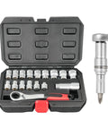 Beefed Up Heavy Duty Socket And Ratchet Set For Car Repair And Home Garage Projects With Hollow Through Design in open case