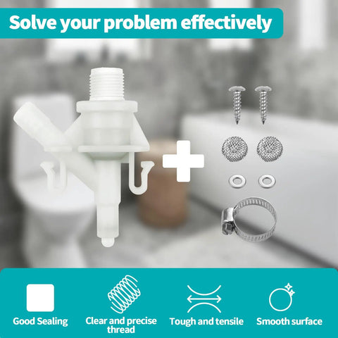 Premium Two Pack RV Toilet Water Valve Replacement Kit Fits Dometic Sealand Marine Toilets 300 310 320 Series with valves and fasteners.