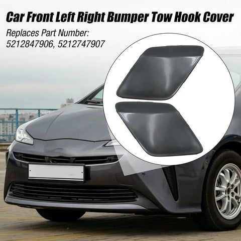 Front Left And Right Bumper Tow Hook Cover Kit For Toyota Prius 2016 2017 2018 2019 Abs Durable Replacement Part Replaces 5212847906 5212747907 Direct Fit Easy Install