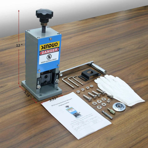 Manual Wire Stripping Machine With Dual Blades, Lightning Fast 50 Feet Per Minute Copper Wire Stripper setup on table