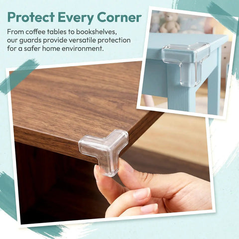 4 Pack PVC Corner Protectors For Tables And Dressers No Tools Needed Easy Install Edge Guards with transparent soft bumpers