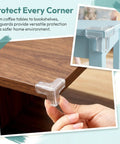 Applying Four Pack PVC Corner Guards for Furniture and Tables, No Tools Needed, Easy Install Edge Protectors.