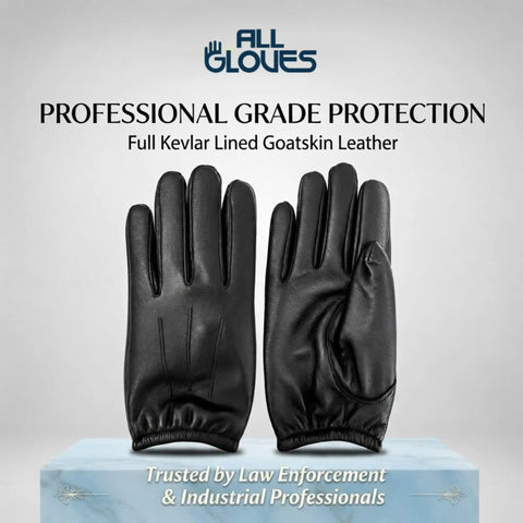 Kevlar Lined Goatskin Duty Gloves For Heavy Duty Work, Puncture Resistant Hand Protection, Industrial Grade Leather Gloves For Sharp Objects, Large Size, Tough As Nails Workwear For Construction And Manufacturing, pair front view
