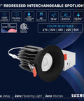 3 Inch Led Canless Recessed Downlights 6 Pack Regressed Spotlights Slick Black Trim showing spotlight design and connection.