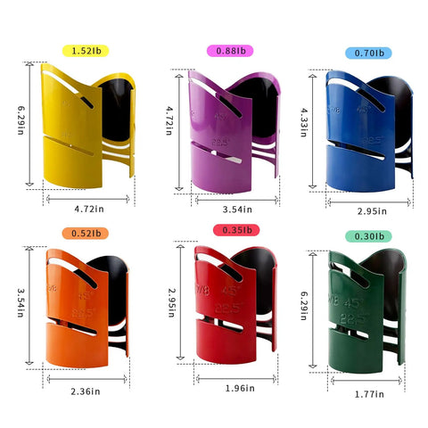 Color-coded rails from Professional Grade Heavy Duty Magnetic Pipe Cutting Guide Kit With Six Rails From 1-5/8 Inch To 4-1/2 Inch.