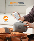 The Ultimate Eight In One Multi Plug Outlet Splitter Packs Hella Convenient Surge Protection Plus A Smooth Wall Mount Extender Hookup Featuring Fast Usb C And Usb A Charging Ports In Modern Grey shown in hand, easy to carry.