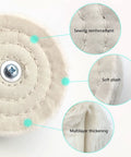 Tworider 6-pack buffing wheel for drill; beige canvas with sewing reinforcement and soft plush multilayer padding