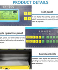 Heavy Duty Automatic Heat Shrink Tube Cutting Machine control panel showing LCD, operation buttons, and settings for cutting precision.