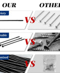 Comparison of 10 Inch Structural Wood Screws Size 14 Lag Screws with hex washer head and black coating vs other screws.