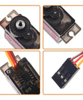 MG90S Micro Servo Set for RC Projects showing metal gears, wiring, and connector details