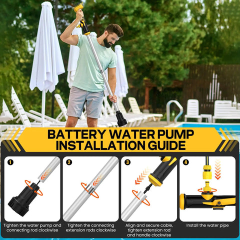 Battery water pump installation guide for Cordless Water Transfer Pump For 20V Max Batteries Real Cordless Freedom Sump Submersible Utility Pump For Garden Basement Pool Pond RV Boat Draining 740 GPH No Battery Included