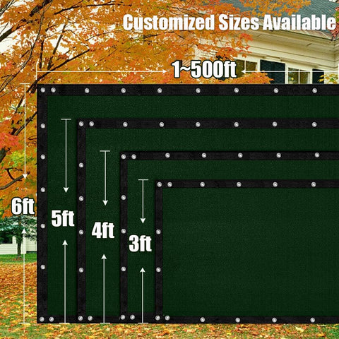 Privacy Fence Screen Cover 3 Ft By 40 Ft Heavy Duty HDPE Shade Net With UV Protection available in customizable sizes.