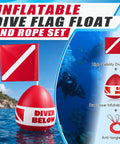 Self Righting Inflatable Surface Marker Buoy With Dive Down Flag And 8ft Rope For Freediving And Scuba Training in water