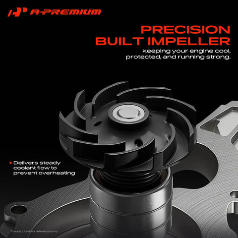 Solid Engine Water Pump Drop In Ready Coolant Pump For Ford F150 And Expedition 3.5L V6 Hybrid With Heavy Duty Craft visible impeller design.