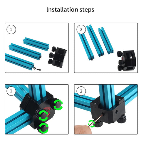 Installation steps for 3D Printer Right Angle Tool And Corner Bracket For 2020 Aluminum Extrusion 6mm V Slot Profile with hand knob