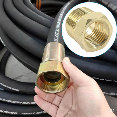 Brass NPT reducer hex bushing, 3/8-in male x 1/4-in female, pipe fitting for hoses