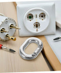 Pro Grade 316 Marine Stainless Steel Chain Link Connector Quick Connect Clip Locks Links Dead Tight on a workbench with tools.
