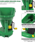 Adjustable Hand Crank Seed Spreader with Easy Flow Toggle Valve and Green Hopper for Precise Lawn and Garden Care