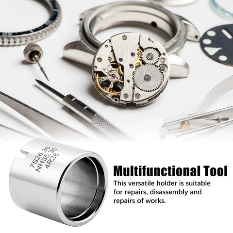Stainless Steel Watch Movement Holder With Fixed Jaw Non Adjustable Base for SKX007 7S26 7S36 NH35 NH36 4R36 watch repair.