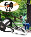 Heavy Duty Slack Line Pulley Kit With Smooth Glide Zip Line Slider 440 Lb Capacity For Backyard Obstacle Courses Easy Setup For Kids And Families Outdoors Lawn Park Fun For Boys And Girls