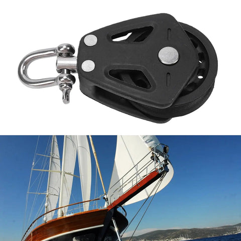 Beefy Nylon Wheel Marine Pulley 50mm Stainless Steel Bearing Single Swivel Sailing Block For Rope Guidance on sailboat