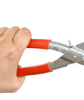 Hand holding Heavy Duty Pro Grade Leather Hole Punch Tool Set With Revolving 6 Size Punches for belts and straps