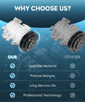 Kickin Cold Air AC Compressor With Clutch For Honda Odyssey Pilot Ridgeline And Acura MDX ZDX side view comparison with features.