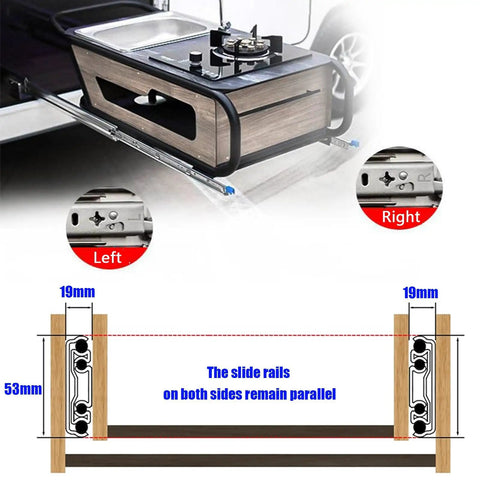 Heavy Duty Drawer Slides With Full Extension Ball Bearing Detachable Design For Cargo Racks 38 Inch Length diagram detail