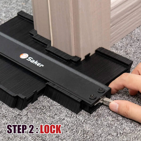 Precision Contour Gauge For Shape Copying Fast Fix Carpentry Tiling Plumbing Quick Draw Tracer Tool For Irregular Curves And Pipe Fitting No Sweat Adjustable Lock black 10 inch shown in locking step.