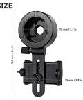 Universal Phone Scope Adapter For Spotting Scopes Telescopes Binoculars Monoculars And Microscopes Fits Most Smartphones shown with size dimensions