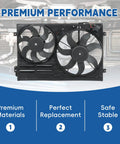 Direct Swap Radiator Cooling Fan Real Deal Fix Compatible With Vw Jetta Passat Gti Cc Golf Beetle Tt 18 Liter 19 Liter Engine Oem Replacement Cooling Blade Assembly with dual black fans.