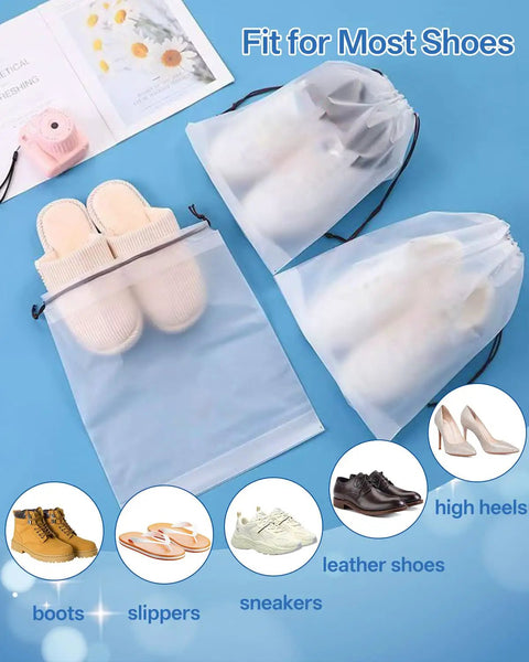 Clear Waterproof Travel Shoe Bags For Packing Large 15.7 By 11.8 Inch Size Portable Shoe Organizer with slippers inside