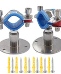 RITUIPIO 2-pack wall/ceiling pipe mounts, 304 stainless, adjustable 30–60 mm, fits 15–19 mm pipes, with screws and anchors