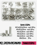 All In One Screw And Nut Kit With Brass Heat Insert Nuts And Hex Socket Cap Screws From M2.5 To M8, Stainless Steel And Copper Allen Bolts For Plastic Projects, Neatly Organized In A Durable Case For Quick Repairs, showing assorted screws in a compartmentalized box.
