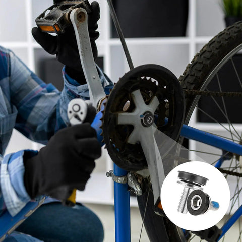 2 Pack 8mm Bike Hex Crank Arm Bolts With Caps For Capless Bottom Brackets installed on bike, showing high strength steel construction