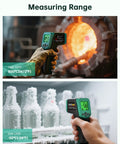 Dual Mode Infrared Thermometer Gun With Laser, Non Contact Digital Thermometer For Cooking, BBQ And Industrial Use showing range