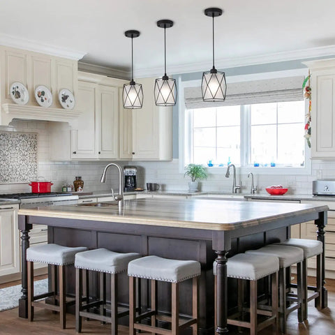 Super Cool Industrial Over Sink Pendant Light Boasting A Black Cage Design With Frosted Glass For Moderate Eye Friendly Brightness